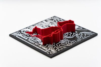 Bwlch Nant yr Arian 3D Printed Trail Centre Map with extruded route and accurate contours