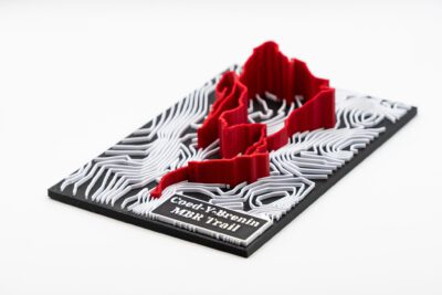 Coed-Y-Brenin MBR Trail 3D Printed Trail Centre Map with extruded route and accurate contours