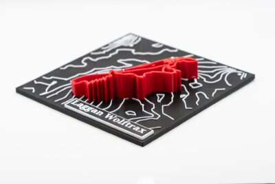 Laggan Wolftrax 3D Printed Trail Centre Map with extruded route and accurate contours