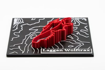 Laggan Wolftrax 3D Printed Trail Centre Map with extruded route and accurate contours