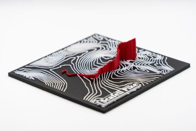 Scafell Pike 3D Printed Route Map with extruded route and accurate contours
