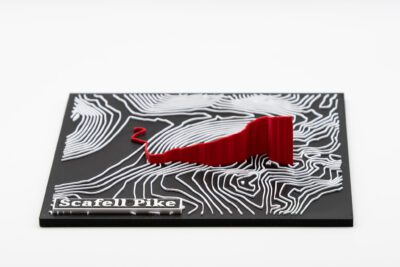 Scafell Pike 3D Printed Route Map with extruded route and accurate contours