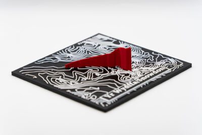 Snowdon/Yr Wydffa 3D Printed Route Map with extruded route and accurate contours