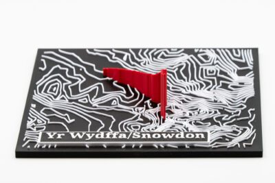 Snowdon/Yr Wydffa 3D Printed Route Map with extruded route and accurate contours