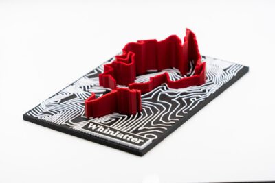 Whinlatter 3D Printed Trail Centre Map with extruded route and accurate contours