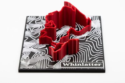 Whinlatter 3D Printed Trail Centre Map with extruded route and accurate contours